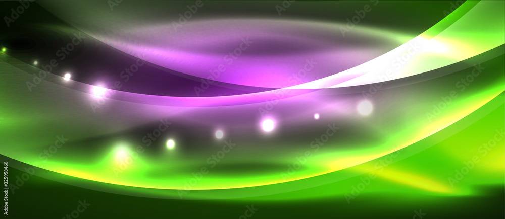 Abstract background. Shiny design neon waves with light effects, techno trendy design. Vector Illustration For Wallpaper, Banner, Background, Card, Book Illustration, landing page Abstract background. Shiny design neon waves with light effects, techno trendy design. Vector Illustration For Wallpaper, Banner, Background, Card, Book Illustration, landing page
