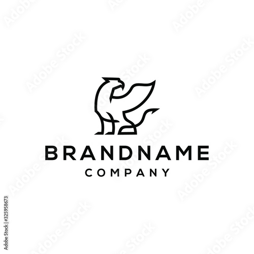 griffin logo mythical elegant luxury vintage hipster label illustration vector