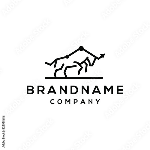 buffalo bull el toro Icon Logo with graphic grow bar economic Design mascot tech technology illustration