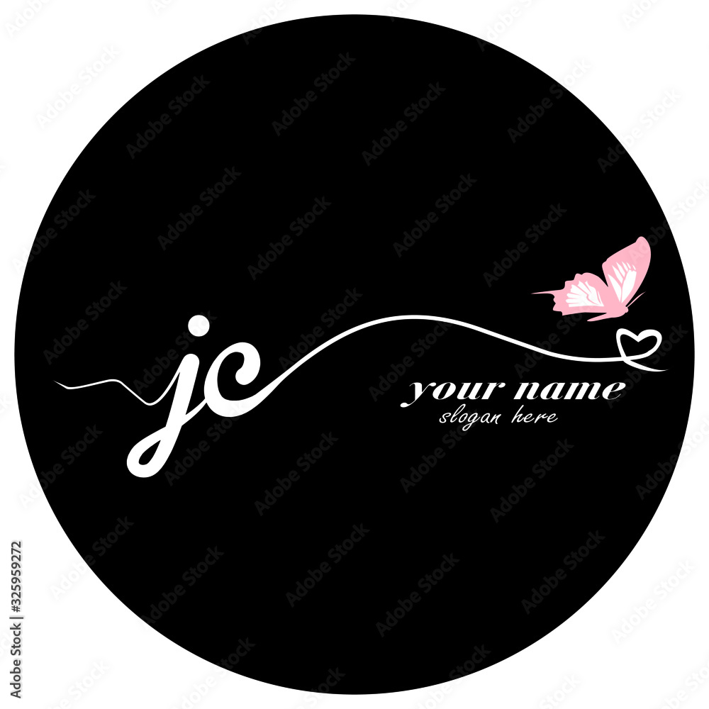 Initial JC logo handwriting vector butterfly illustration Stock Vector ...
