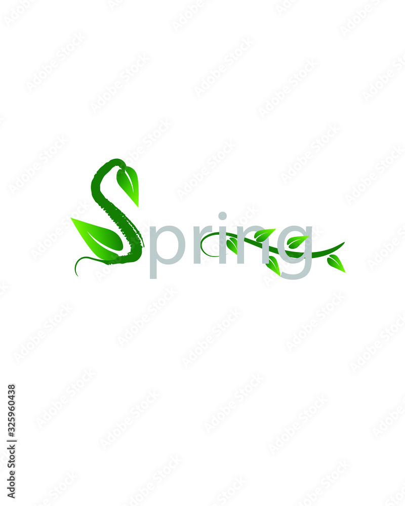Spring concept, vector background with green leaves Spring concept, vector background with green leaves