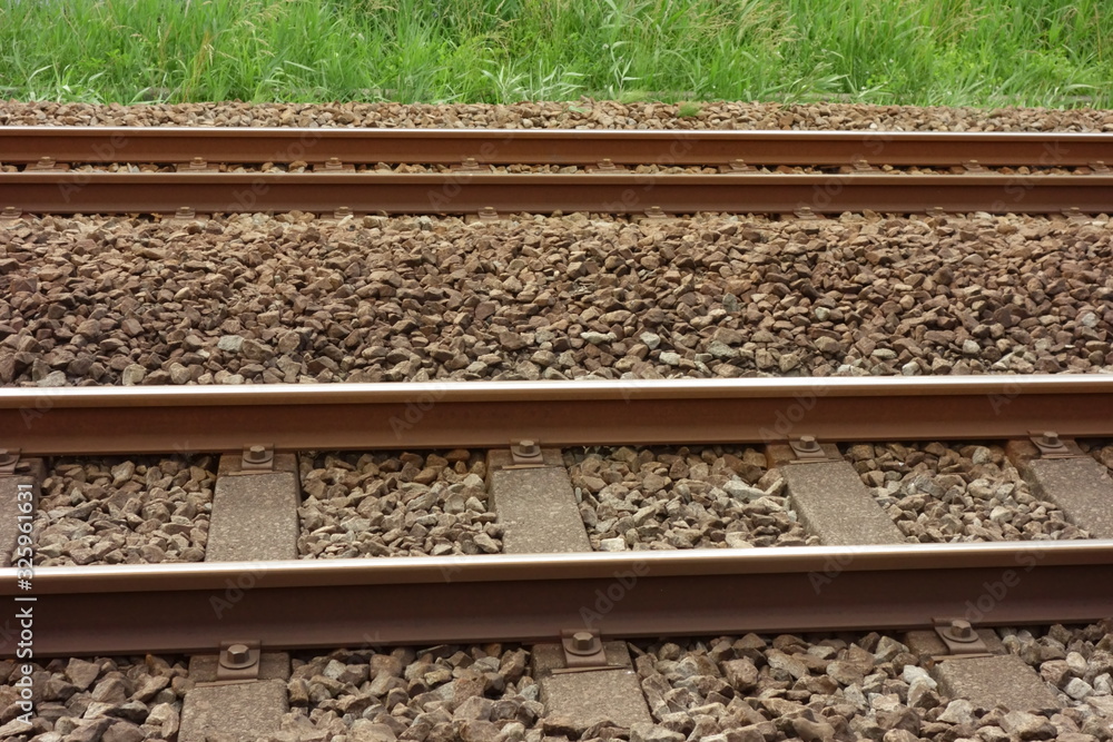 Naklejka premium レールオブジェ、果てしなく何処迄も続ｋ鉄道の線路