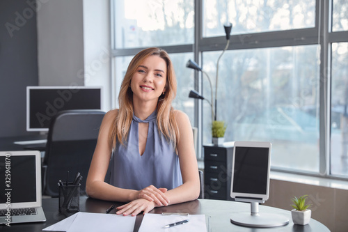 Young woman during job inte...