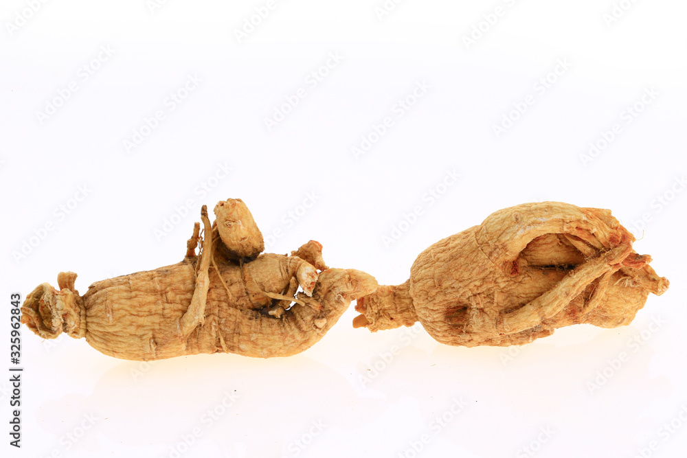 Ginseng on a white background