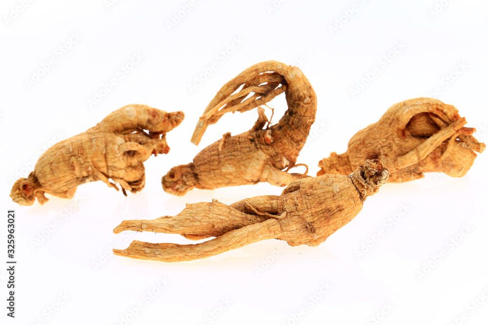 Ginseng on a white background