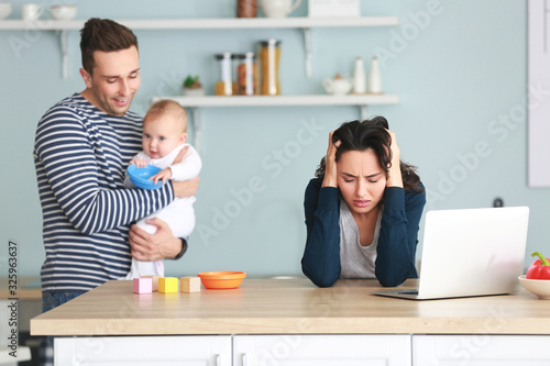 Happy father with his baby ...