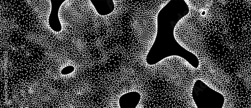 This spiderweb has been broken. Abstract grid background with hole. Array with dynamic particles. Texture. 3D grid surface.  Technology vector illustration.