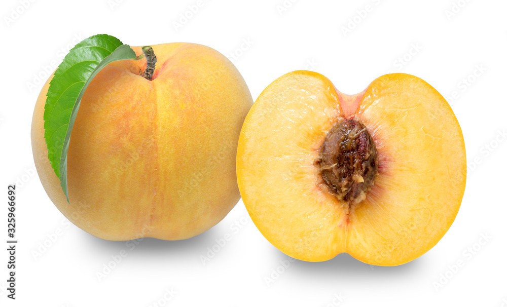 Fresh Golden Peach fruits on white background,Korean Honey Yellow Peach isolated on white background, Yellow Peach fruits With clipping path Fresh Golden Peach fruits on white background,Korean Honey Yellow Peach isolated on white background, Yellow Peach fruits With clipping path