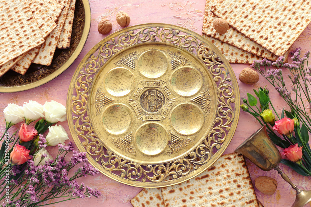 Pesah celebration concept (jewish Passover holiday). Traditional pesah
