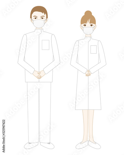 男性と女性の看護師のイラストセット
