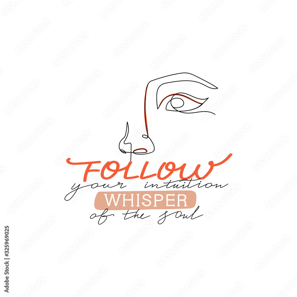 Obraz premium Trendy one line woman face. Stylish typography slogan design