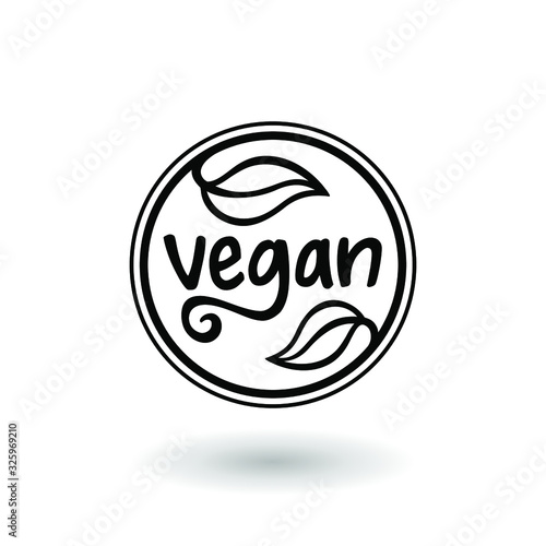 Vegan label icon. Plant based diet sign. Vector illustration.