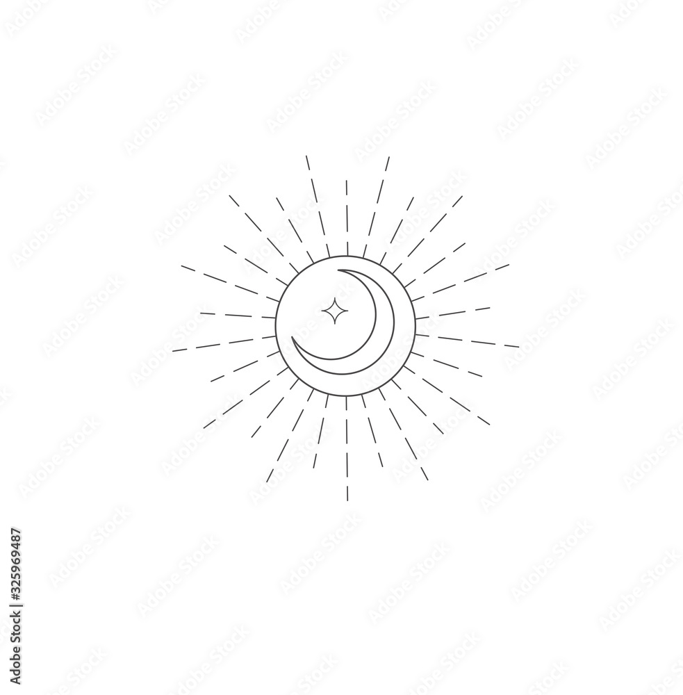 Logo design element with Moon and Sun. Logo design element with Moon and Sun.