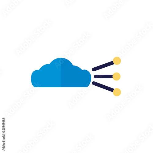 cloud computing with lines network flat style