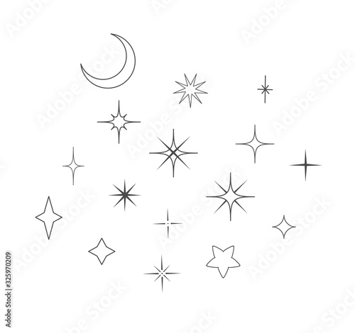 Moon and stars design elements.