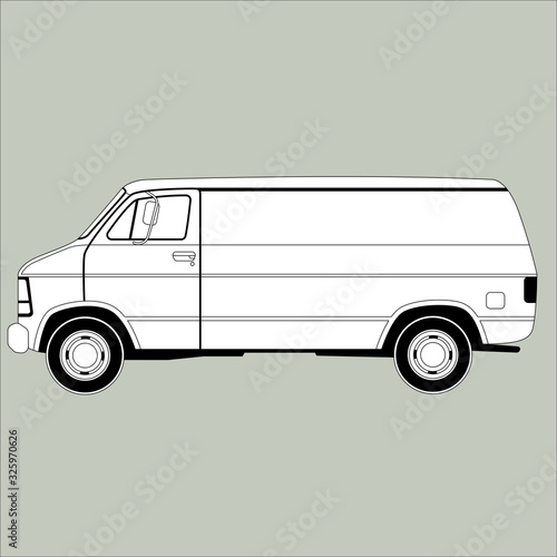 minivan  ,vector illustration ,lining draw,profile