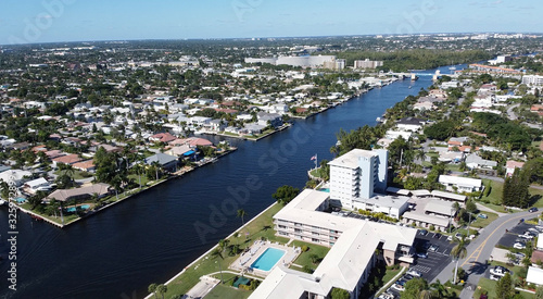 aerial view of the city an de beach in deerfiled photo