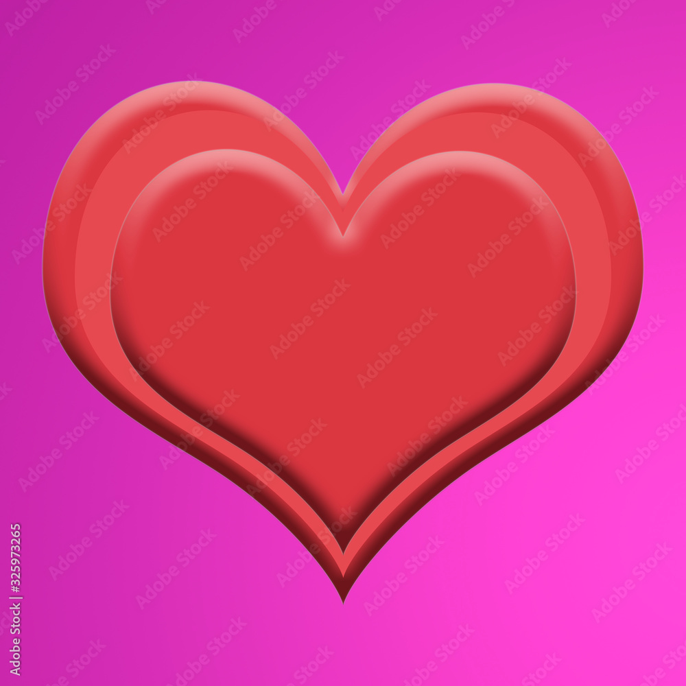 Beautiful red heart isolated on pink background Beautiful red heart isolated on pink background