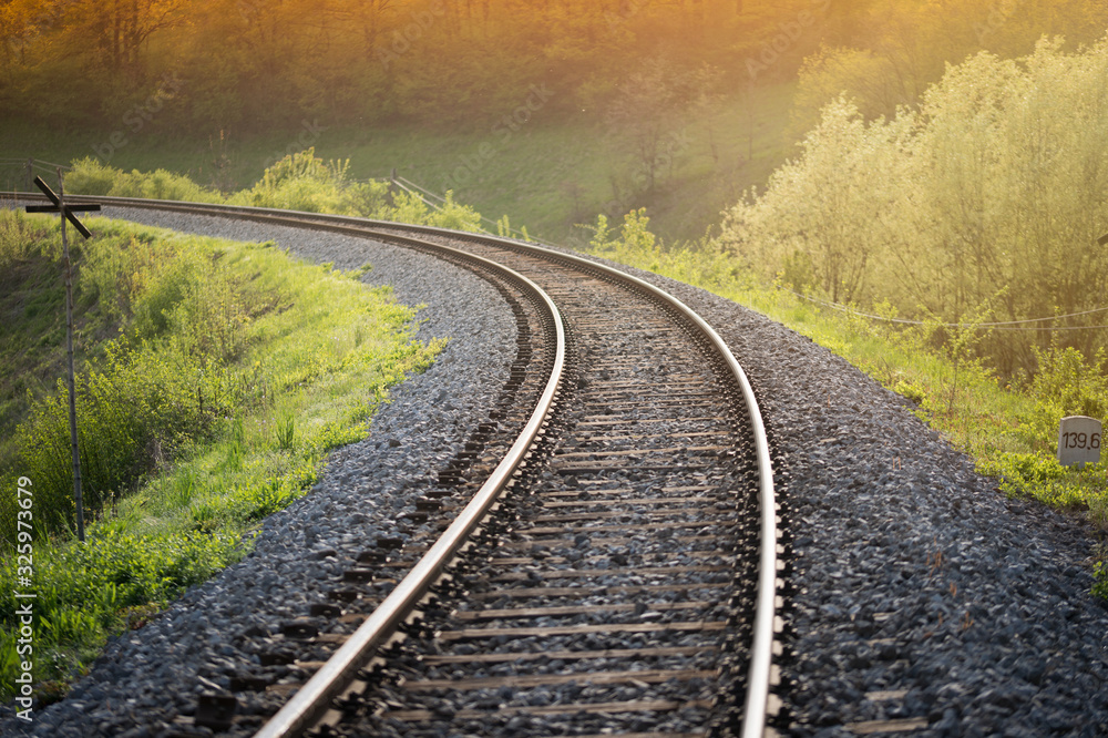 Railway crossroads. Choosing right way, staying on path, making decision concept. Railway crossroads. Choosing right way, staying on path, making decision concept.