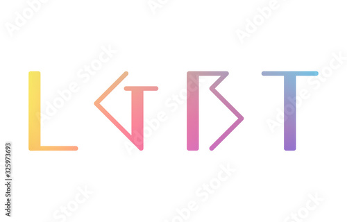 LGBTの文字、虹色に塗ったもの photo