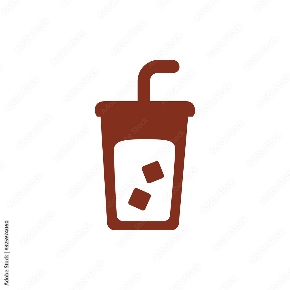 coffee drink in plastic container silhouette style coffee drink in plastic container silhouette style
