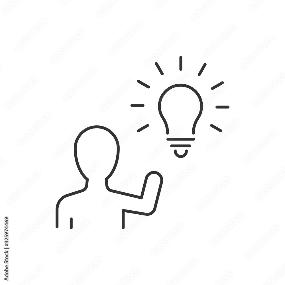 Man have an idea line icon on white background. Vector illustration. Editable stroke Man have an idea line icon on white background. Vector illustration. Editable stroke