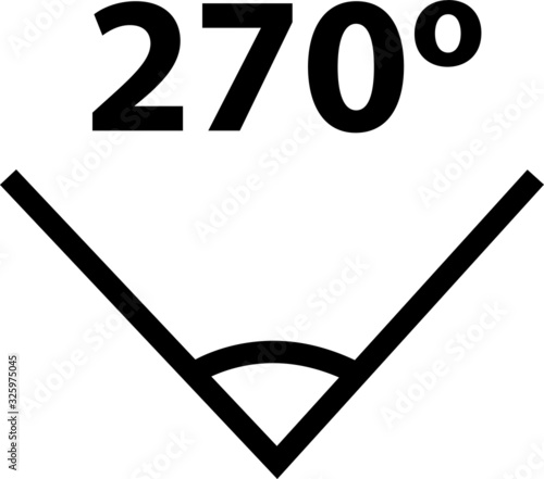 270 degree angle icon,