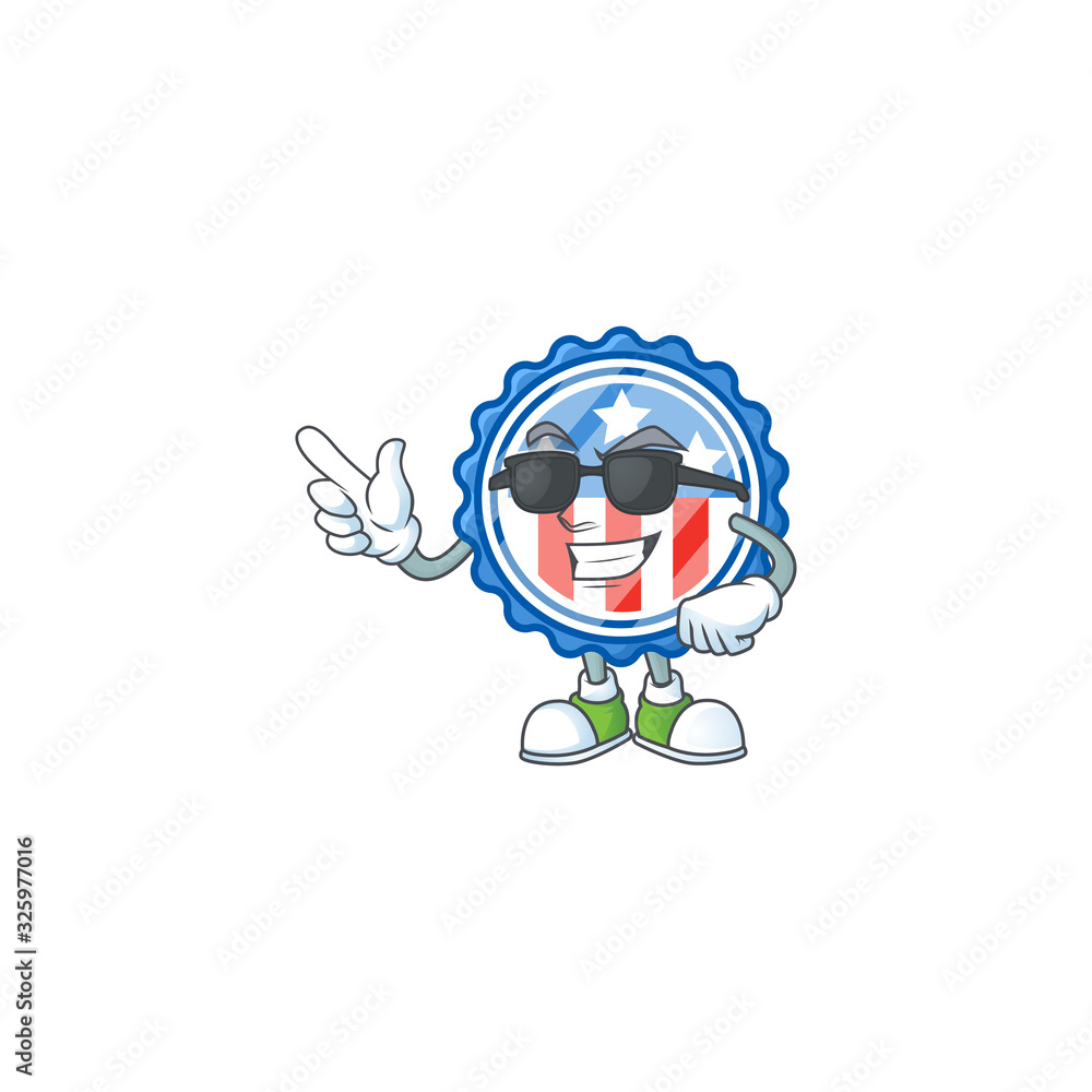Obraz premium Super cool circle badges USA with star mascot character wearing black glasses