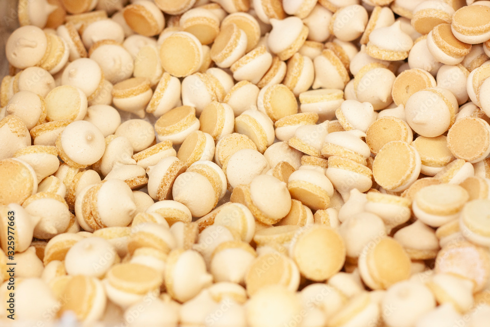Background of many small cookies Background of many small cookies