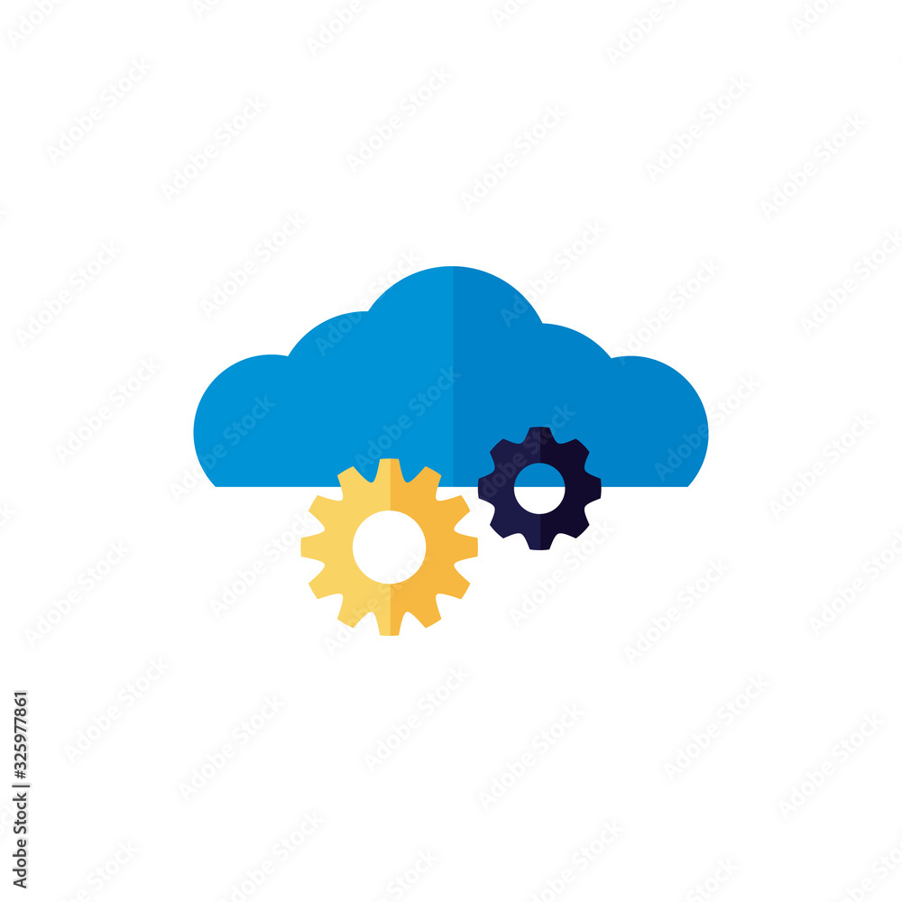 cloud computing with gears flat style cloud computing with gears flat style