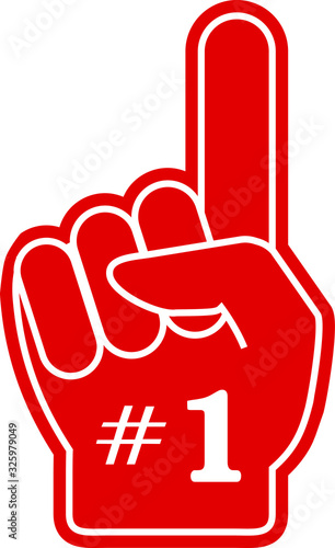 fan hand glove with foam  finger  icon