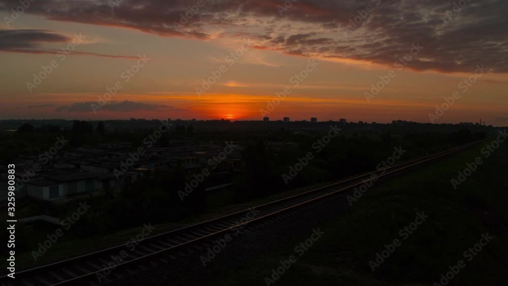 Time Lapse Railway on a background of city sunset. Time Lapse Railway on a background of city sunset.