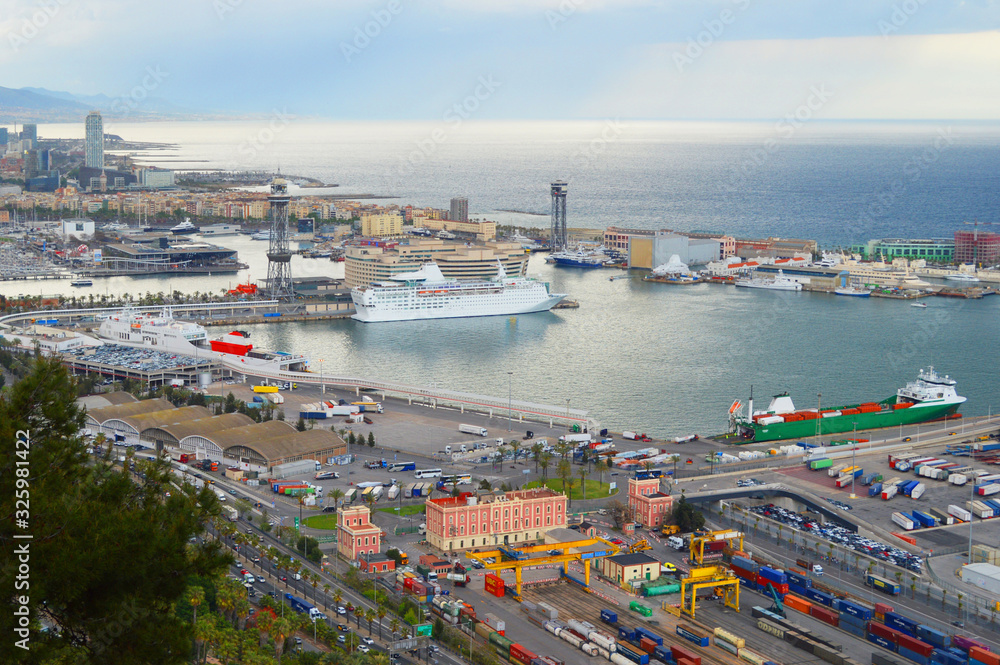 Sea port with ship