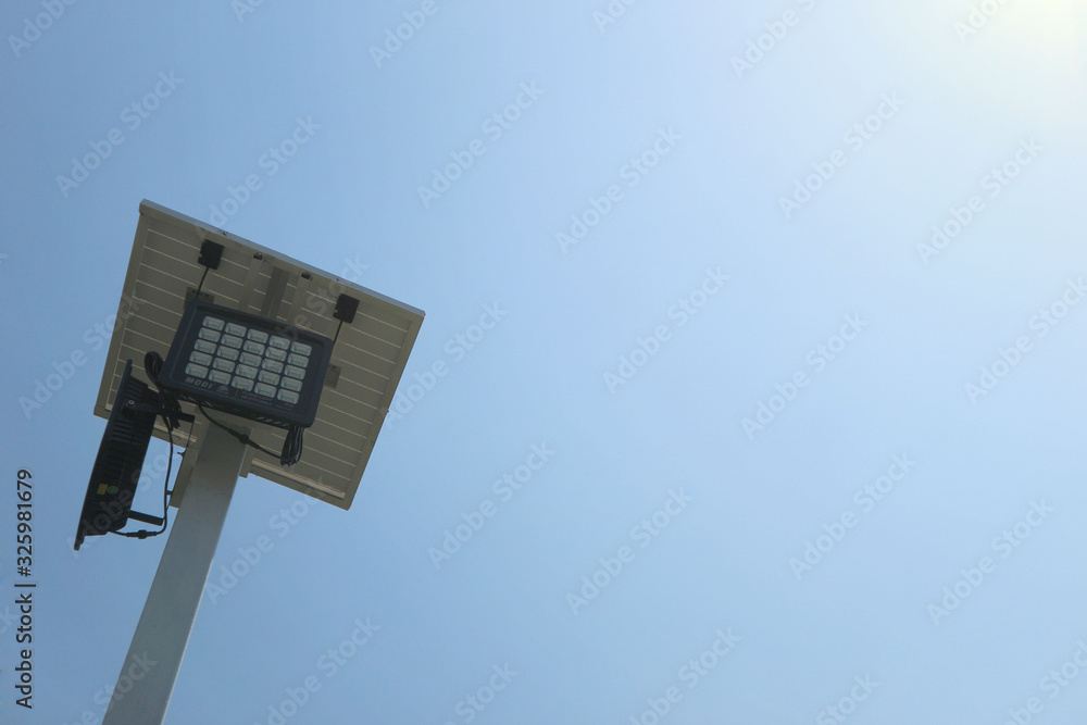 Spotlights that work with solar cells and blue sky Spotlights that work with solar cells and blue sky