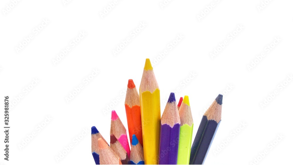colored pencils isolated on white background colored pencils isolated on white background