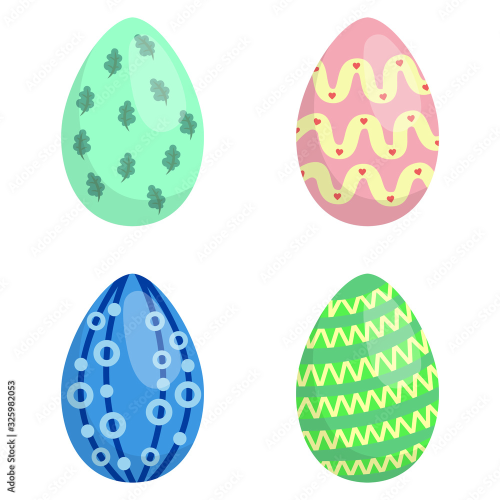 Vector set of easter eggs. Flat style illustrations isolated on white background. Vector set of easter eggs. Flat style illustrations isolated on white background.