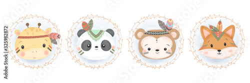 cute animal illustration, animal clipart, baby shower decoration, woodland illustration.