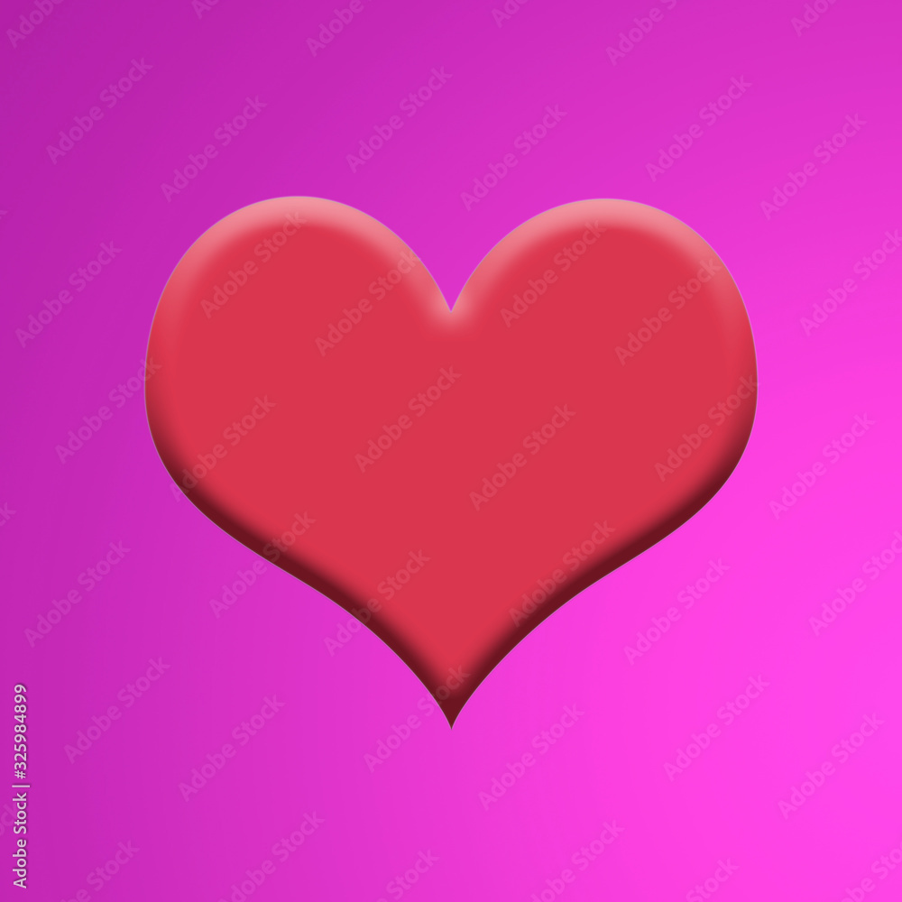 Beautiful red heart on pink background