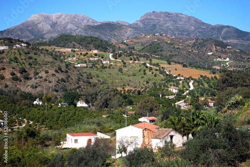 Country houses and surrounding countryside near Tolox, Spain.