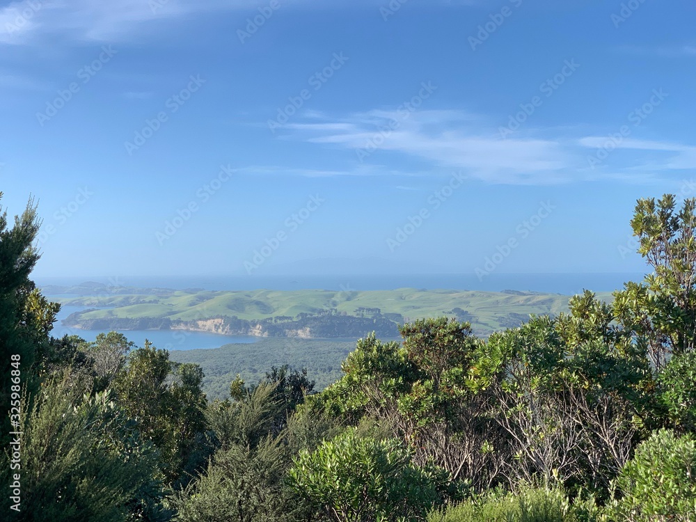 view of a small inlet from a hill