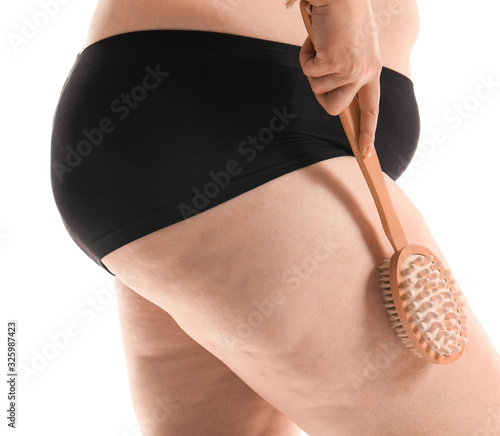 Overweight woman with anti-...