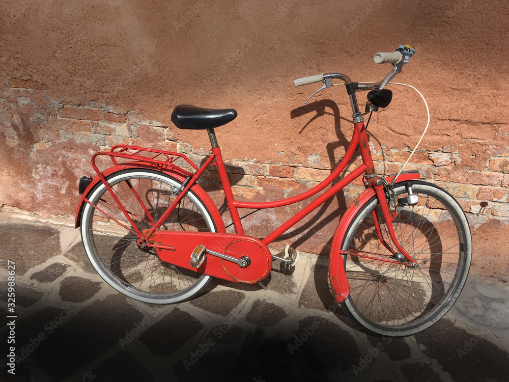Old red bicycle 