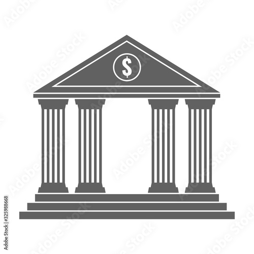 Bank building black simple icon. Classic view.