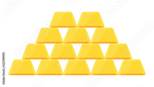 Gold ingots isolated on white background.