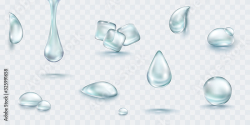 Fotografiet Water rain drop set isolated on transparent background