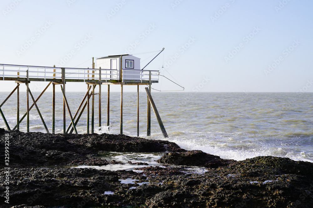 Fishing cabin in Saint-Palais-sur-Mer Gironde estuary in West coast of France