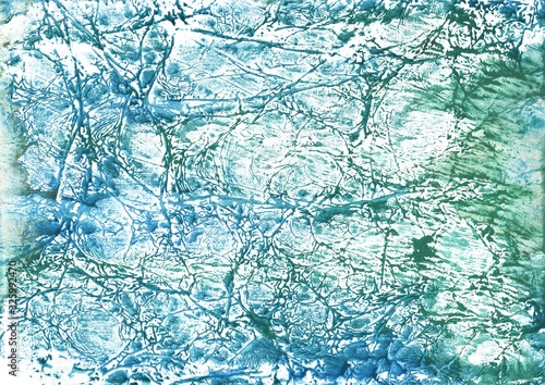 Blue green marble. Abstract watercolor painting texture