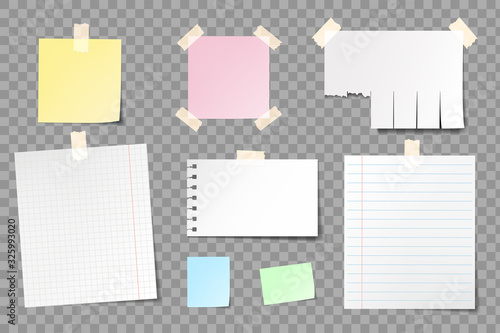 Set of blank paper sheets for notes.