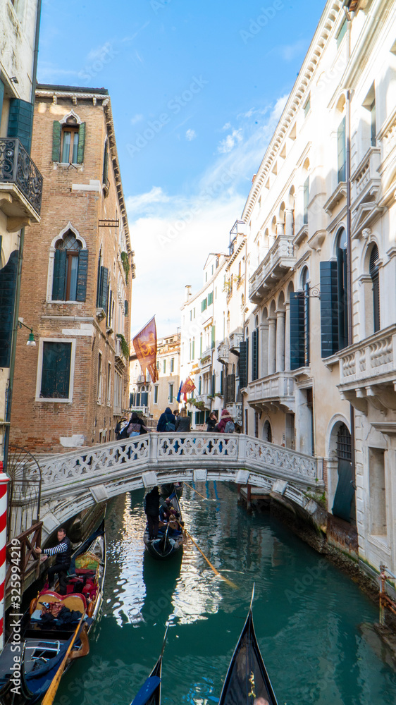 little bridge on the grand canal in venice