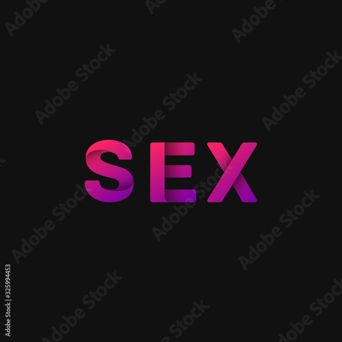 Folded paper word 'SEX' with dark background, vector illustration